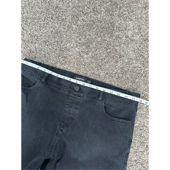 Betabrand Premium Yoga Denim Pull On Flare Bootcut Black Wash Jean Frayed Hem XL - Picture 7 of 10